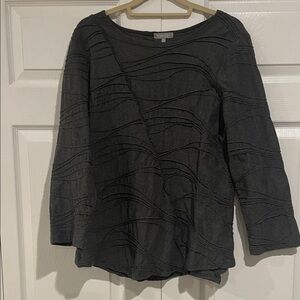 Habitat Dark Gray Wave Pattern Long Sleeve Top